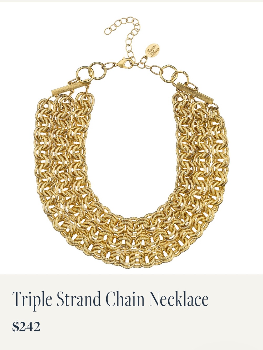 Susan Shaw Triple Strand Chain Necklace NWT